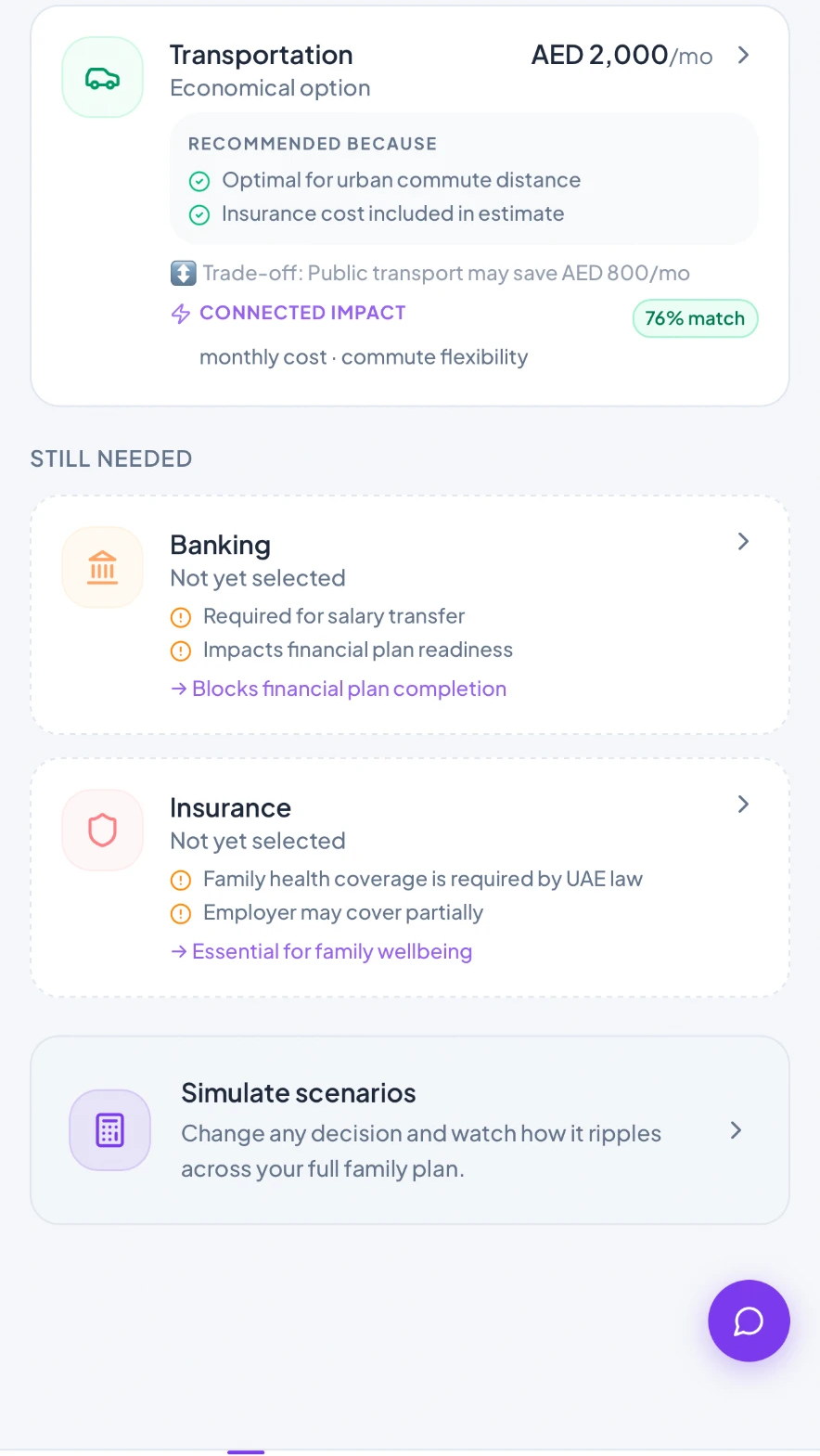 An explanation of why a recommendation was made, and what it changes